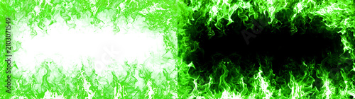 Konstfotografi Green Fire Frame surrounds the edges with blazing flames and an open dark center