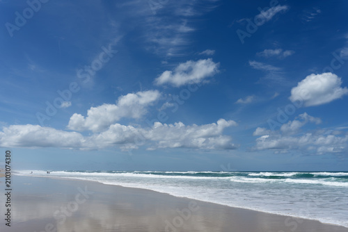 Canvastavla Atlantic ocean waves washing sandy beach in Biscarrosse Plage France
