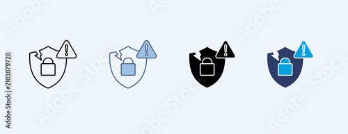 Fotografía Security Breach Multiple Icon Set Illustration Vector
