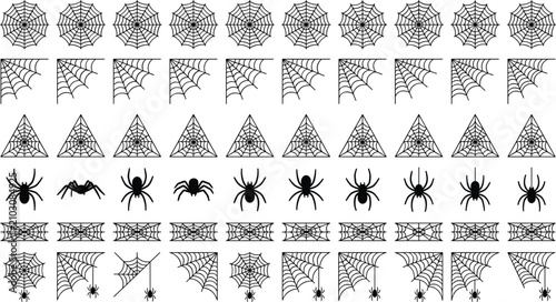 Photos Spider web and spider silhouettes black vector icon set featuring various net co