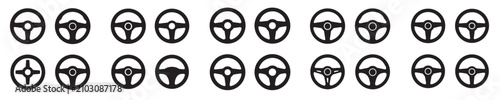 set of steering wheel vectors with silhouette style