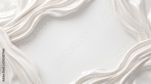 Elegant white silk fabric background with soft waves and copy space 2