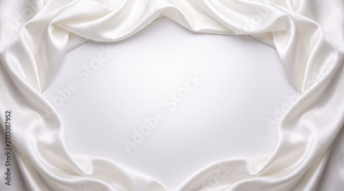 Elegant white silk fabric background with soft waves and copy space 3