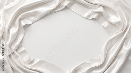 Elegant white silk fabric background with soft waves and copy space 4