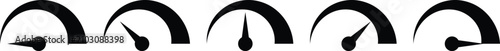 Dashboard Speedometer Gauge Icon Set with Dial Indicator Arrows from Low to High Level Vector Illustration