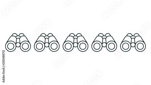Tableau sur toile Binoculars Line Icon Set Featuring Optical Observation Device, Vision, Magnification, Search, Surveillance, Exploration And Monitoring Vector Symbols