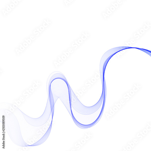 Abstract blue wavy line on white background, elegant vector design with copy space. EPS 10