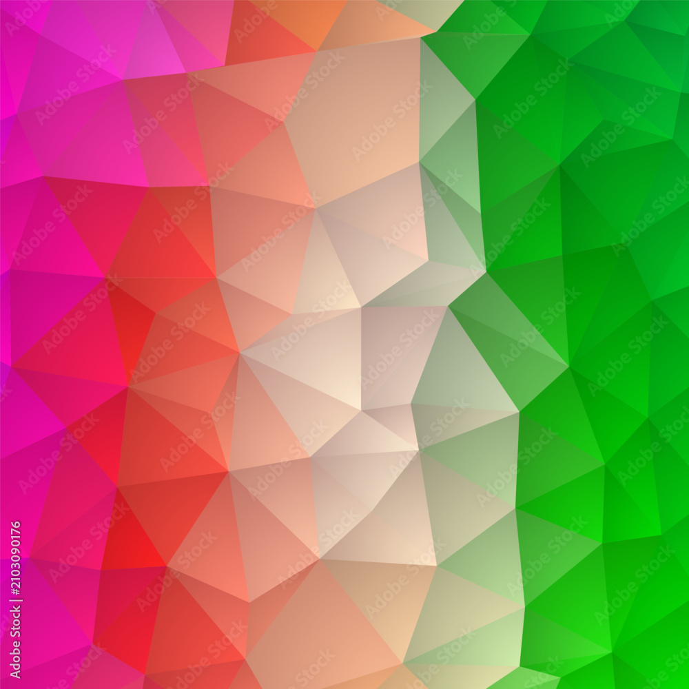 Obraz premium Abstract geometric polygonal background of triangles with bright pink green and beige gradient. EPS 10