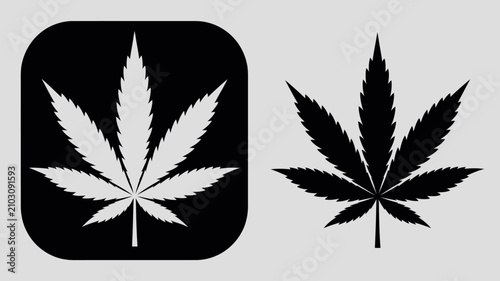 Cannabis leaf icon set, marijuana sign, hemp symbol, flat vector illustration