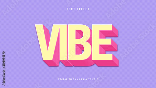Retro Vibe 3D Text Effect with Colorful Pop Typography Vector Template
