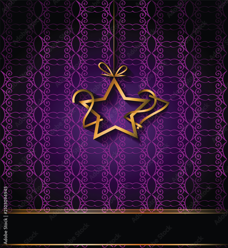 Naklejka premium Luxury Purple 2027 New Year Background with Golden Ornament and Wide Copy Space