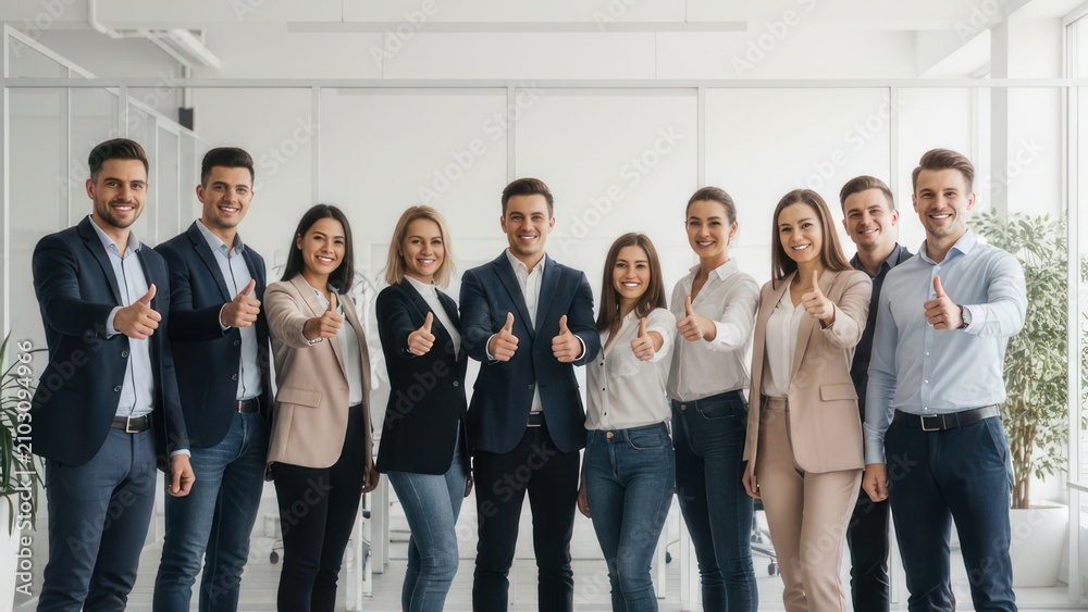 Obraz premium Diverse Business Team Giving Thumbs Up