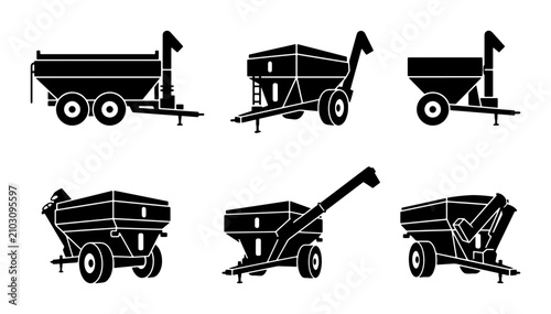 Fotografía Farm Grain Carts, Agricultural Trailers, Seed Delivery Wagons, Farming Equipment