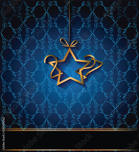 Luxury Navy Blue 2027 New Year Background with Golden Ornament and Wide Copy Space