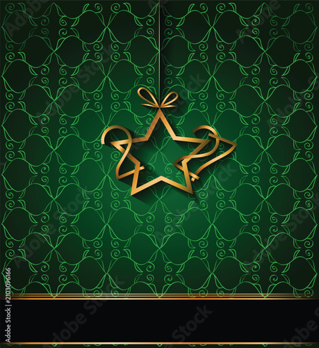 Luxury Emerald Green 2027 New Year Background with Golden Ornament and Wide Copy Space
