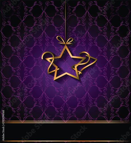 Luxury Purple 2027 New Year Background with Golden Ornament and Wide Copy Space