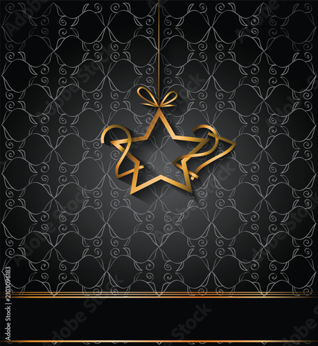Luxury Black 2027 New Year Background with Golden Ornament and Wide Copy Space
