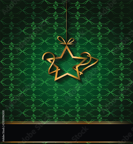 Luxury Emerald Green 2027 New Year Background with Golden Ornament and Wide Copy Space