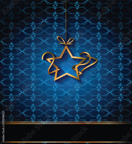 Luxury Navy Blue 2027 New Year Background with Golden Ornament and Wide Copy Space