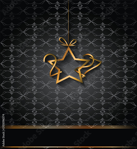 Luxury Black 2027 New Year Background with Golden Ornament and Wide Copy Space