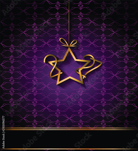 Luxury Purple 2027 New Year Background with Golden Ornament and Wide Copy Space
