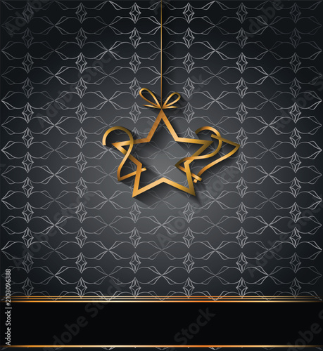 Luxury Grey 2027 New Year Background with Golden Ornament and Wide Copy Space