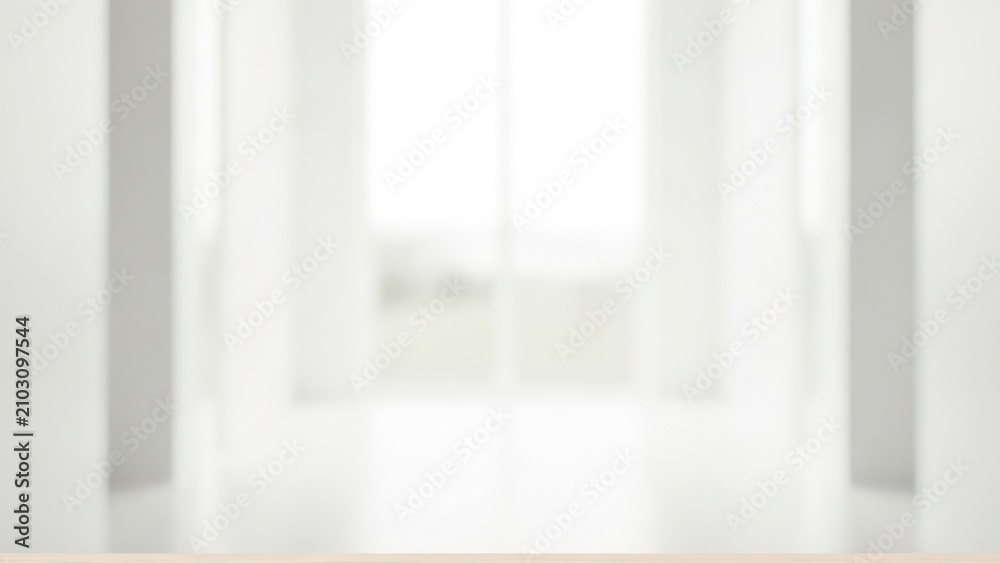 Fototapeta premium Blurred Bright Minimalist Modern Interior Background