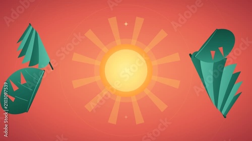 Animated Sun Scene With Abstract Shapes Motion Video.
