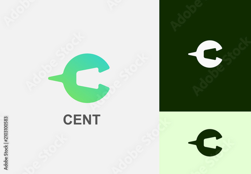 Fotografie Modern letter C cent branding logo presentation showcasing multiple color backgr