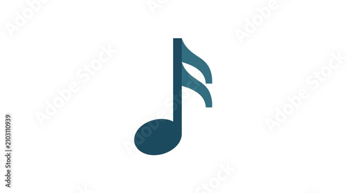Tableau sur toile A single blue musical eighth note symbol isolated on a white background