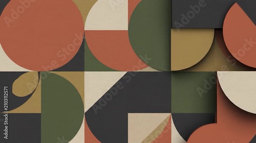 Abstract geometric pattern with circles and squares in earthy tones