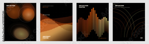 фотографія Abstract Inflection Poster Collection, Set of 4 Vector Layouts with Brown Gradie