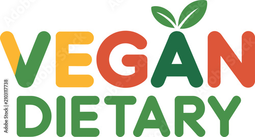 Canvastavla Vector illustration of a modern vegan dietary logo design with nutrition