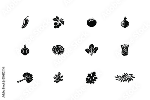 Vegetable vector silhouette bundle