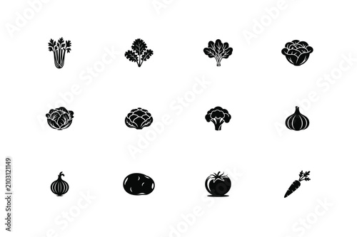 Vegetable vector silhouette bundle