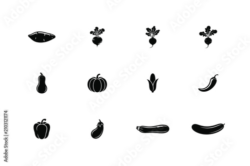 Vegetable vector silhouette bundle