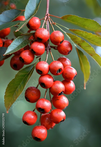 Red berries on a branch wit...
