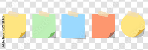 Bild auf Leinwand Sticky Notes Vector Set with Curled Corner