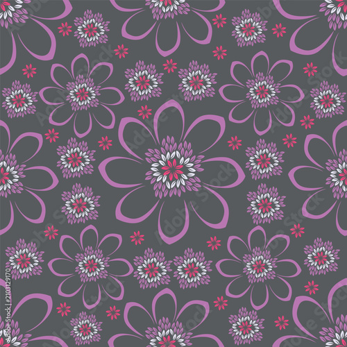 Tropical flower pattern seamless, silhouette of blooming, hand drawn botanical, Floral leaf for spring and Summer time, natural ornaments for textile, fabric, wallpaper, background design