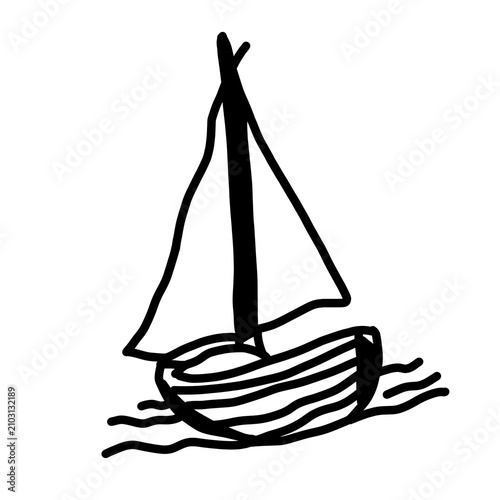 Raw minimalist sailboat sailing through the dark void