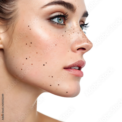 Close-up of woman's nose with blackheads before and after peeling and cleansing the face. Acne problem, comedones. Getting rid of black dots. Cosmetology dermatology concept