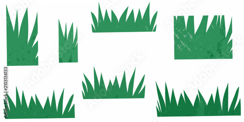 Foto Green grass silhouettes against a white background stylized vector illustration