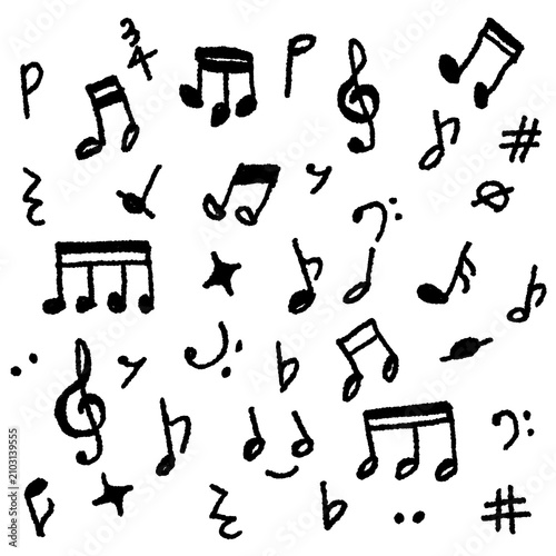 Cuadro en lienzo Hand-drawn musical notes and symbols doodle collection