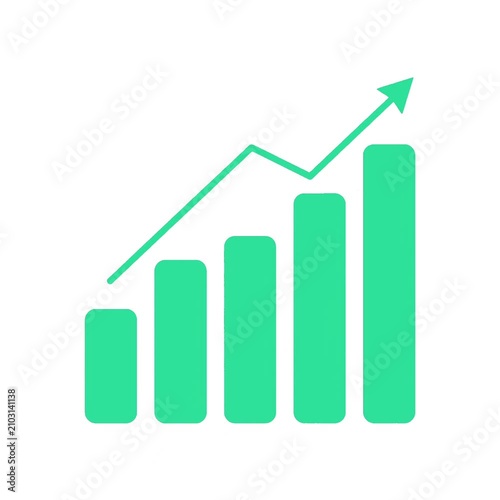Green Screen Bar Chart Rising Arrow for Business Presentations