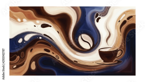 Vászonkép Abstract artistic coffee wave design with abstract, espresso