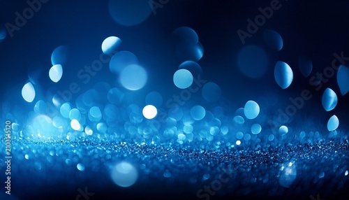 Blue Abstract Background Banner With Blue Bokeh Light Effect In The Dark With Copy Space