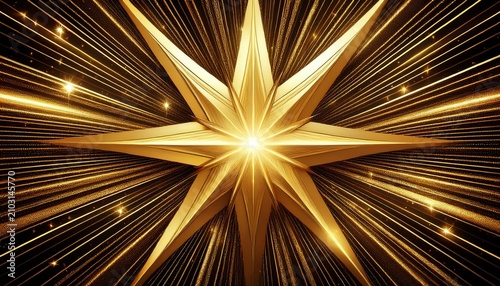 Golden Star Glitter Lines Background Star Burst With Scattered Glowing Golden Stripes