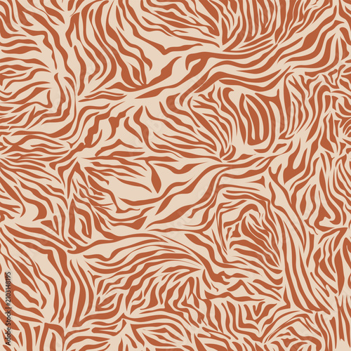 Terracotta Organic Botanical Seamless Pattern with Hand Drawn Abstract Leaf Shapes Vector