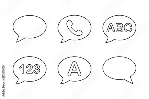 Minimalist communication icon set line art symbols for user interface and digital design