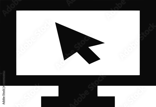 Computer monitor with cursor arrow icon